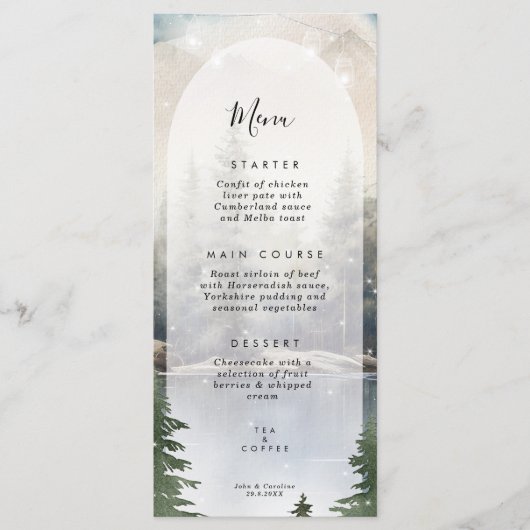 Rustieke Winter Mountain bruiloft kaart (Voorkant)