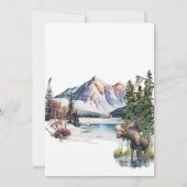 Rustieke Winter Mountain Lodge bruiloft uitnodigin Kaart (Achterkant)