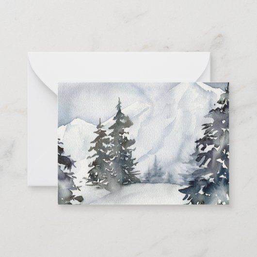 Rustieke Winter Mountain Wedding Response Kaart Notitiekaartje (Achterkant)