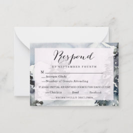 Rustieke Winter Mountain Wedding Response Kaart Notitiekaartje