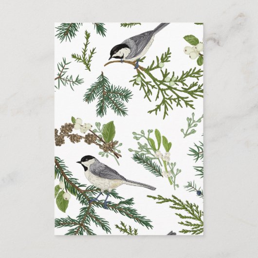 Rustieke Winter Natuur & Pine Lijst Wedding Detail Informatiekaartje (Achterkant)