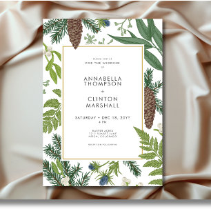 Rustieke Winter Natuur & Pine Lijst Wedding Kaart