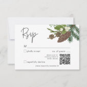 Rustieke Winter Natuur & Pine QR Code RSVP Kaartje (Voorkant)