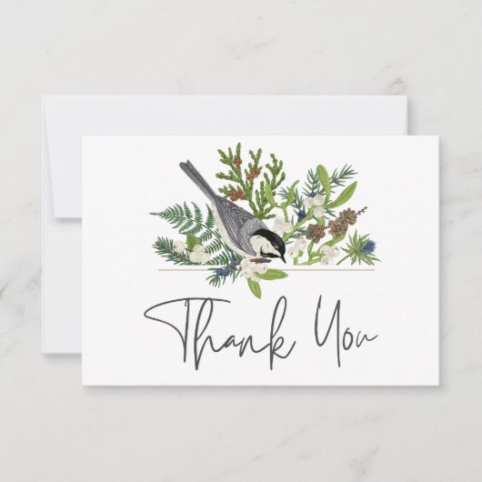 Rustieke Winter Natuur & Pine Wedding Bedankkaart (Voorkant)