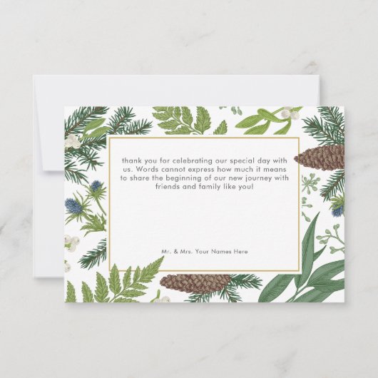Rustieke Winter Natuur & Pine Wedding Bedankkaart (Achterkant)