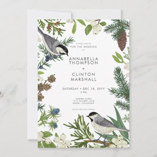 Rustieke Winter Natuur & Pine Wedding Kaart (Voorkant)