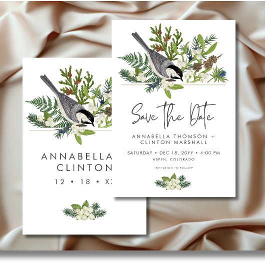 Rustieke Winter Natuur & Pine Wedding Save The Date