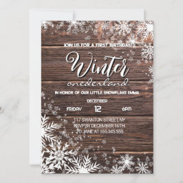 Rustieke Winter Onederland 1e Verjaardag Kaart