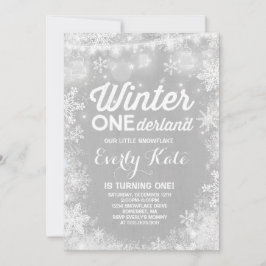 Rustieke Winter ONEderland Verjaardag Uitnodiging 