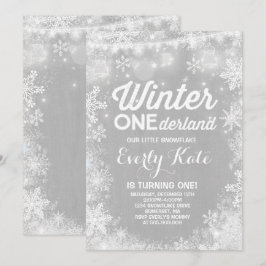 Rustieke Winter ONEderland Verjaardag Uitnodiging 