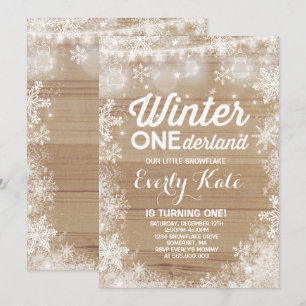 Rustieke Winter ONEderland Verjaardag Uitnodiging