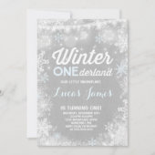 Rustieke Winter ONEderland Verjaardagsuitnodiging  Kaart (Voorkant)