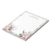 Rustieke winter pijnboomroze bloemen notitieblok (Linkerzijde)