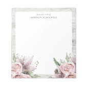 Rustieke winter pijnboomroze bloemen notitieblok (Voorkant)