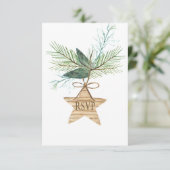 Rustieke Winter Pijnboomtakken Star RSVP (Staand voorkant)