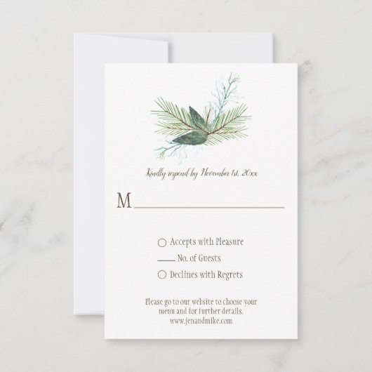 Rustieke Winter Pijnboomtakken Star RSVP (Achterkant)