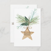Rustieke Winter Pijnboomtakken Star RSVP (Voorkant / Achterkant)
