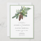 Rustieke Winter Pine & Berries Spray Wedding Kaart (Voorkant)