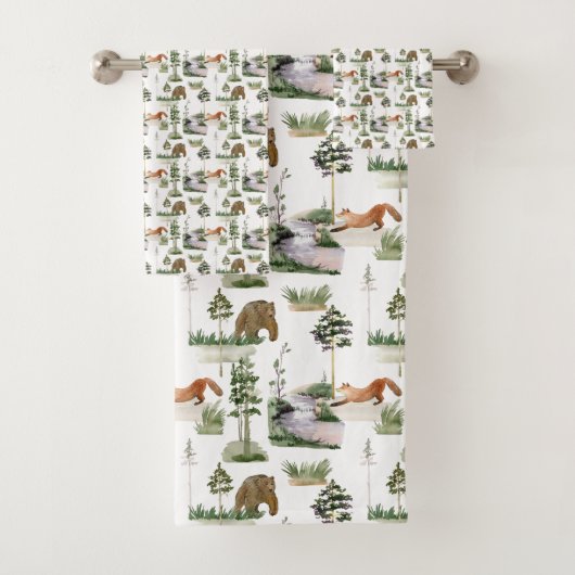 Rustieke Winter Pine Bomen patroon Bad Handdoek (Insitu)