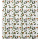 Rustieke Winter Pine Bomen patroon Douchegordijn (Voorkant)