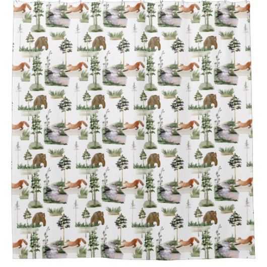 Rustieke Winter Pine Bomen patroon Douchegordijn (Voorkant)