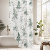 Rustieke Winter Pine Bomen patroon Douchegordijn