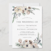 Rustieke Winter Pine Botanische Bloemen Bruiloft Kaart (Voorkant)