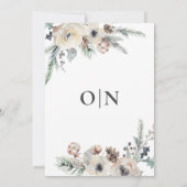 Rustieke Winter Pine Botanische Bloemen Bruiloft Kaart (Achterkant)