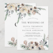 Rustieke Winter Pine Botanische Bloemen Bruiloft Kaart (Voorkant / Achterkant)