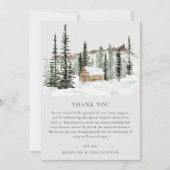 Rustieke Winter Pine Cabin Foto bruiloft Bedankkaart (Voorkant)
