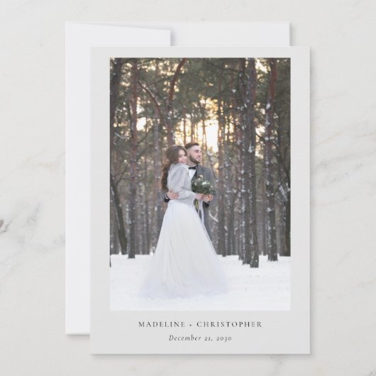Rustieke Winter Pine Cabin Foto bruiloft Bedankkaart (Achterkant)