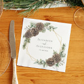 Rustieke Winter Pine Cone Groen Bruiloft Servet