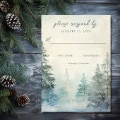 Rustieke Winter Pine Forest Woodland bruiloft RSVP Kaartje
