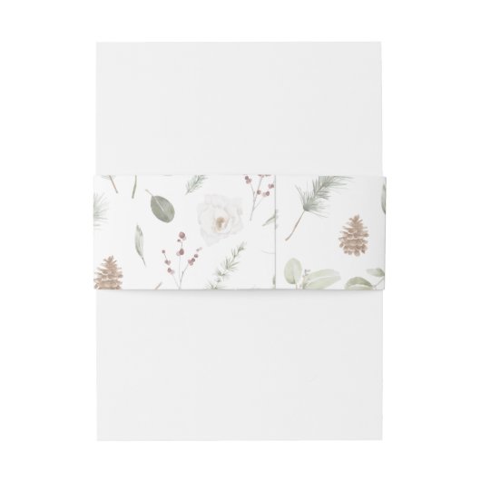 Rustieke Winter Pine Patroon Hand Lettered Wedding Uitnodigingen Wikkel (Achterkant Voorbeeld)