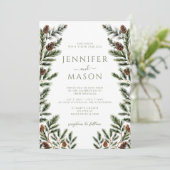 Rustieke Winter Pine Tree Cones Boho Bruiloft QR Kaart (Staand voorkant)