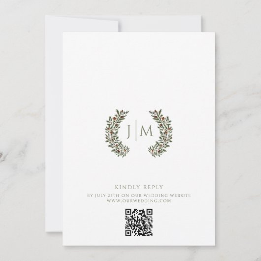 Rustieke Winter Pine Tree Cones Boho Bruiloft QR Kaart (Achterkant)