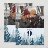 Rustieke Winter Pine Tree Forest Foto Tafelnummer (Voorkant / Achterkant)