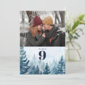 Rustieke Winter Pine Tree Forest Foto Tafelnummer (Staand voorkant)