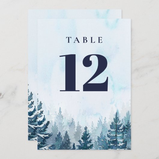 Rustieke Winter Pine Tree Forest Tafelnummer (Voorkant / Achterkant)