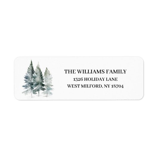 Rustieke Winter Pine Tree Winter Adres Label (Voorkant)