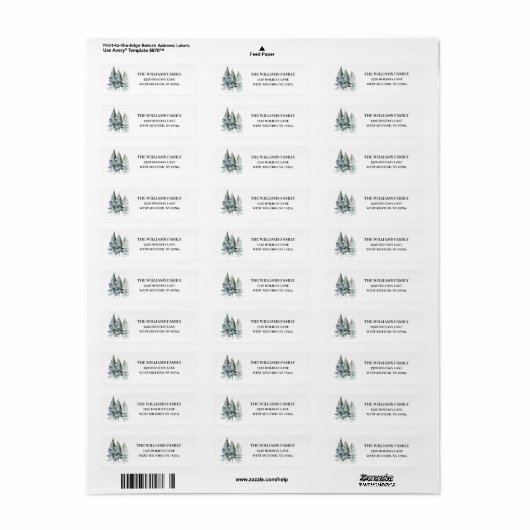 Rustieke Winter Pine Tree Winter Adres Label (Full Sheet)