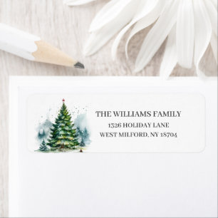 Rustieke Winter Pine Tree Winter Adres Label