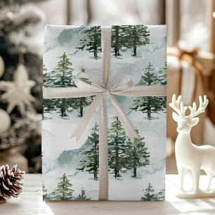 Rustieke Winter Pine Trees Evergreen Forest Cadeaupapier
