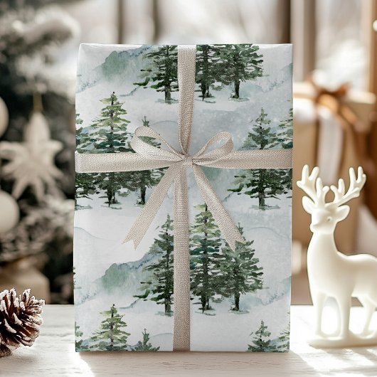Rustieke Winter Pine Trees Evergreen Forest Cadeaupapier