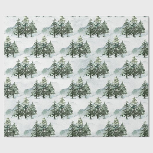 Rustieke Winter Pine Trees Evergreen Forest Cadeaupapier (Vlak)