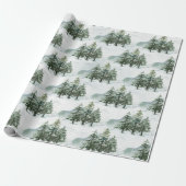 Rustieke Winter Pine Trees Evergreen Forest Cadeaupapier (Uitgerold)