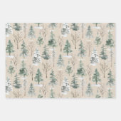 Rustieke Winter Pine Trees Forest Kerstmis Inpakpapier Vel (Voorkant 2)