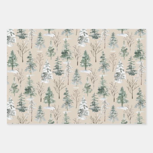 Rustieke Winter Pine Trees Forest Kerstmis Inpakpapier Vel (Voorkant 2)