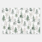 Rustieke Winter Pine Trees Forest Kerstvakantie Inpakpapier Vel (Voorkant)