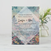 Rustieke Winter Pine Trees Mountain Outdoor Weddin Kaart (Staand voorkant)